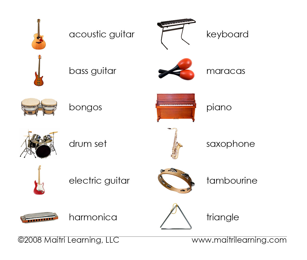 Popular Musical Instruments 3-Part Reading - Maitri Learning