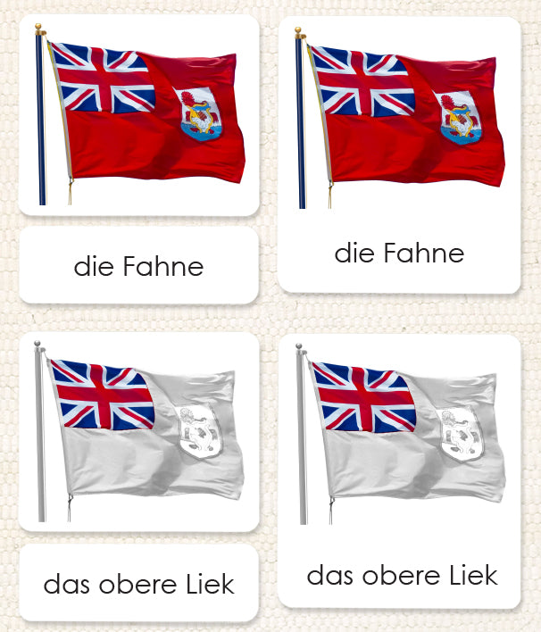 Montessori "Parts of" the Flag Reading Classification Cards in German