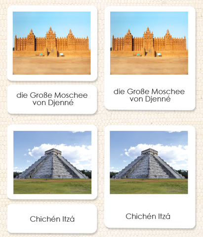 German Landmark 3-Part Reading Cards from Maitri Learning
